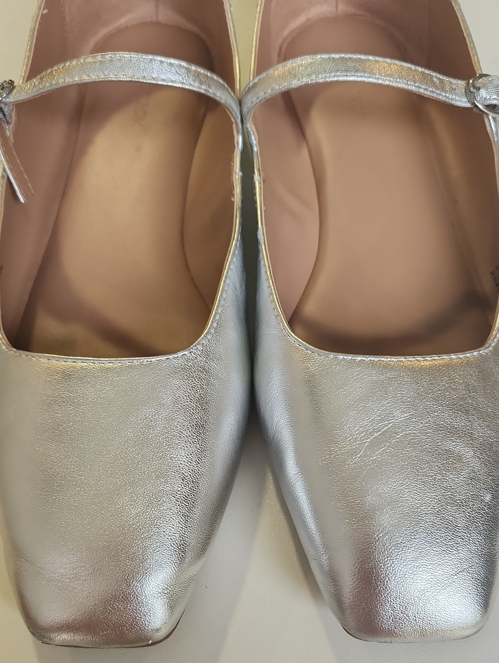 Nordstrom Metallic Silver Square-Toe Mary Janes 8.5